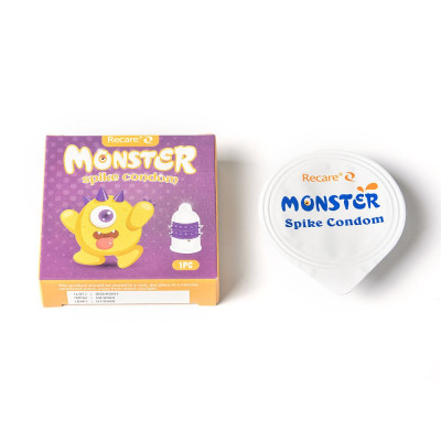 Насадка на член Recare Yellow Monster Spike Condom (презерватив з рядами пухирців та шипів)