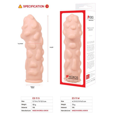 Насадка на член Kokos Extreme Sleeve ES.11 розмір S, потовщувальна, стимулювальний рельєф Насадка на член Kokos Extreme Sleeve ES.11 розмір S, потовщувальна, стимулювальний рельєф