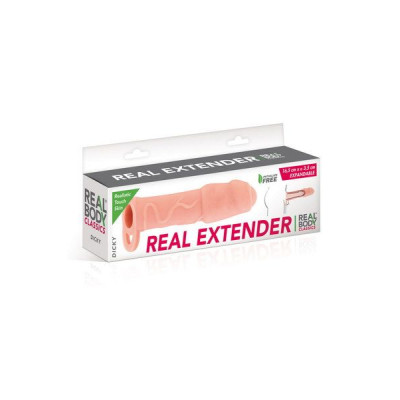 Насадка на член Real Body — Real Extender DICKY із закритою головкою та кільцем для мошонки Насадка на член Real Body — Real Extender DICKY із закритою головкою та кільцем для мошонки