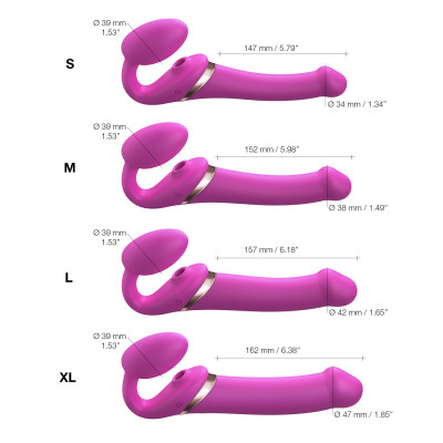Безремневий вібрострапон із вакуумною стимуляцією Strap-On-Me MULTI ORGASM - M - FUCHSIA
