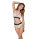 Еластичний топ з мереживом Passion PS001 TOP ecru, size XL-1