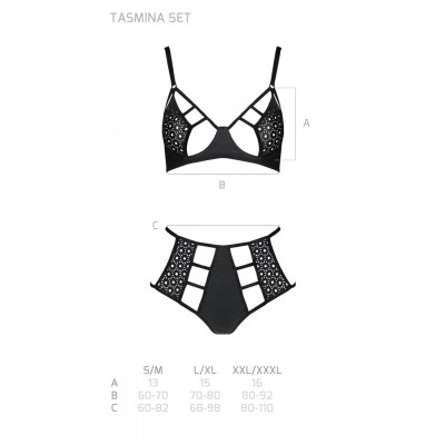 Комплект з екошкіри: бюстгальтер та трусики з перфорацією Tamaris Set black S/M — Passion