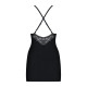 Сатиновий комплект для сну з мереживом Obsessive 828-CHE-1 chemise & thong S/M (м'ята упаковка!!!)-6