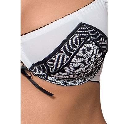 Комплект білизни SUELO SET white XXL/XXXL — Passion Exclusive: ліф, стрінги, пояс для панчіх