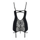 Сорочка приталена з пажами PAULINE CHEMISE black L/XL Passion, трусики-4