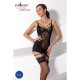 Сорочка приталена з пажами PAULINE CHEMISE black L/XL Passion, трусики-2