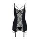 Сорочка приталена з пажами PAULINE CHEMISE black L/XL Passion, трусики-5