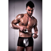 Чоловічі шорти з блискучим гульфіком Passion 002 SHORT black L/XL