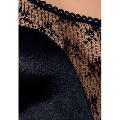 Боді-монокіні з глибоким декольте PETRA BODY black L/XL — Passion Exclusive