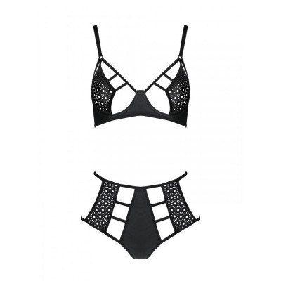 Комплект з екошкіри: бюстгальтер та трусики з перфорацією Tamaris Set black L/XL — Passion