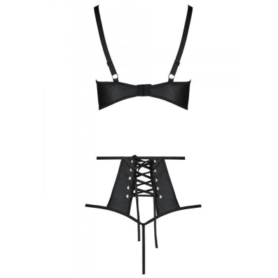 Комплект з екошкіри: бюстгальтер та трусики з перфорацією Tamaris Set black L/XL — Passion