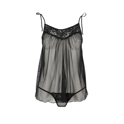 Сорочка прозора бебі дол Passion MELANIA CHEMISE S/M black (м'яте паковання!!!)
