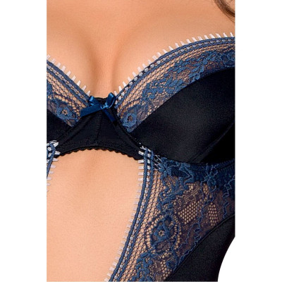 Корсет із пажами GISELE CORSET black S/M — Passion Exclusive, трусики