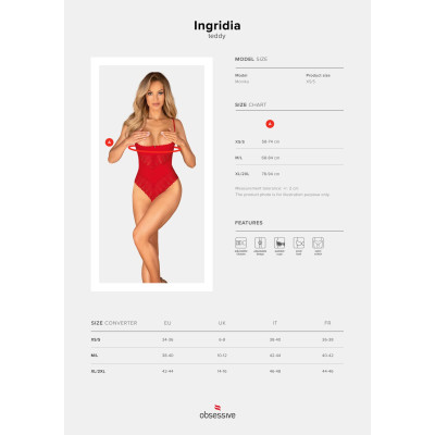 Боді Obsessive Ingridia crotchless teddy XS/S
