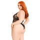 Боді Leg Avenue Floral lace deep-V teddy Black 1X/2X-3