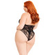 Боді Leg Avenue Floral lace deep-V teddy Black 1X/2X-1