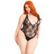 Боді Leg Avenue Floral lace deep-V teddy Black 1X/2X-2
