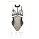 Боді з відкритими грудьми Passion DOMINICA BODY L/XL beige, комір-чокер, корсет-4