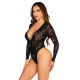 Боді Leg Avenue Rhinestone Lace Deep-V Bodysuit One Size, Black-1