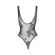 Боді Noir Handmade F242 Tulle body with patterned flock embroidery - S-4