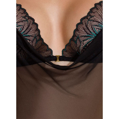 Сітчасте боді з мереживним ліфом Passion DELIENA BODY L/XL black