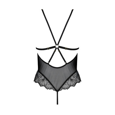 Сітчасте боді з мереживним ліфом Passion DELIENA BODY L/XL black