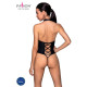 Боді з еко-шкіри з імітацією шнурівки та відкритим доступом Nancy Body black S/M - Passion-1