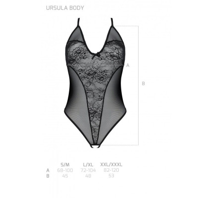 Боді з ажурним декором та відкритим кроком Ursula Body black L/XL — Passion Боді з ажурним декором та відкритим кроком Ursula Body black L/XL — Passion