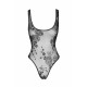 Боді Noir Handmade F242 Tulle body with patterned flock embroidery - M-5