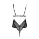 Боді Passion Amberly Body 6XL/7XL black, асиметричний крій, мереживний ліф, золота нитка-3