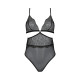 Боді Passion Amberly Body 6XL/7XL black, асиметричний крій, мереживний ліф, золота нитка-2