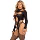 Бодістокінг Leg Avenue Bodystocking with cutout teddy Black One Size-3