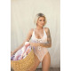 Leg Avenue Floral lace thong teddy OS White-3