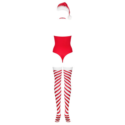 Боді Obsessive Kissmas teddy red S/M