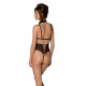 Боді з відкритими грудьми Passion DOMINICA BODY L/XL black, комір-чокер, корсет-1