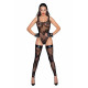 Боді Noir Handmade F242 Tulle body with patterned flock embroidery - XL-2