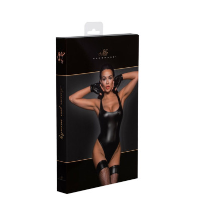 Боді Noir Handmade F244 Powerwetlook body with high cut bottom hem - XL