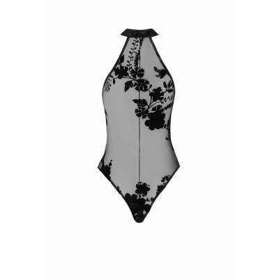 Боді Noir Handmade F314 Ego flocked mesh halter bodysuit - XL