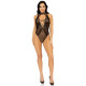 Leg Avenue Net and lace halter bodysuit OS Black-5