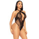 Leg Avenue Lace and net halter teddy Black O/S-3