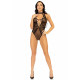 Leg Avenue Net and lace halter bodysuit OS Black-8
