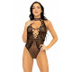 Leg Avenue Net and lace halter bodysuit OS Black-3