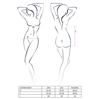 Боді монокіні з відкритими грудьми JUSTINA BODY black XXL/XXXL - Passion