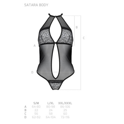 Сітчасте боді з мереживом на грудях Passion SATARA BODY L/XL red Сітчасте боді з мереживом на грудях Passion SATARA BODY L/XL red