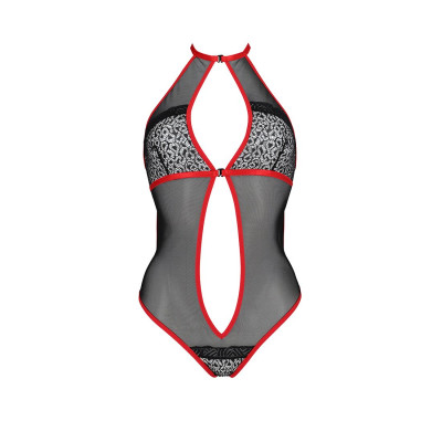Сітчасте боді з мереживом на грудях Passion SATARA BODY L/XL red Сітчасте боді з мереживом на грудях Passion SATARA BODY L/XL red