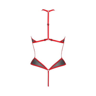 Сітчасте боді з мереживом на грудях Passion SATARA BODY L/XL red Сітчасте боді з мереживом на грудях Passion SATARA BODY L/XL red