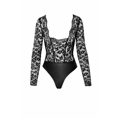 Боді Noir Handmade F296 Psyche bodysuit of lace and wetlook - XL
