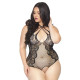 Leg Avenue Net and lace crotchless teddy Black 1X-2X-2