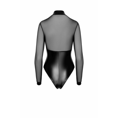 Боді Noir Handmade F321 Edge wetlook and mesh body with rings - S