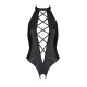 Боді з екошкіри Passion Nancy Body 4XL/5XL black, з імітацією шнурівки та відкритим доступом-2